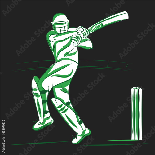 illustration of batsman playing cricket shot