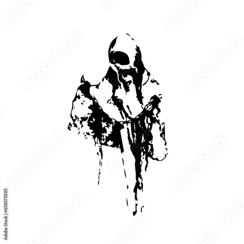 Black and white knight warrior illustration