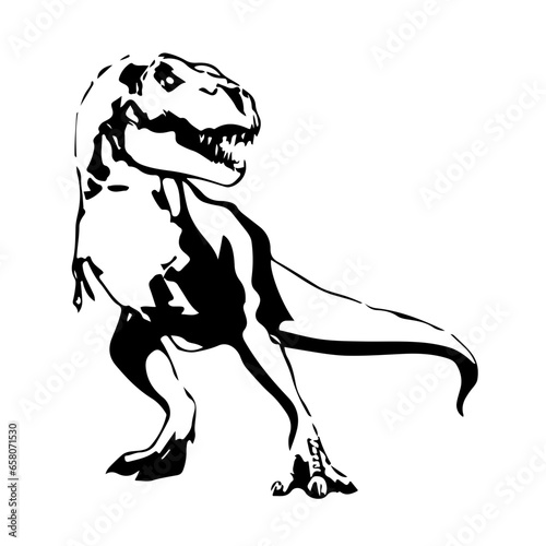 Black and white tyrannosaurus rex drawing