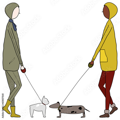 Canvas Print People walking the dog