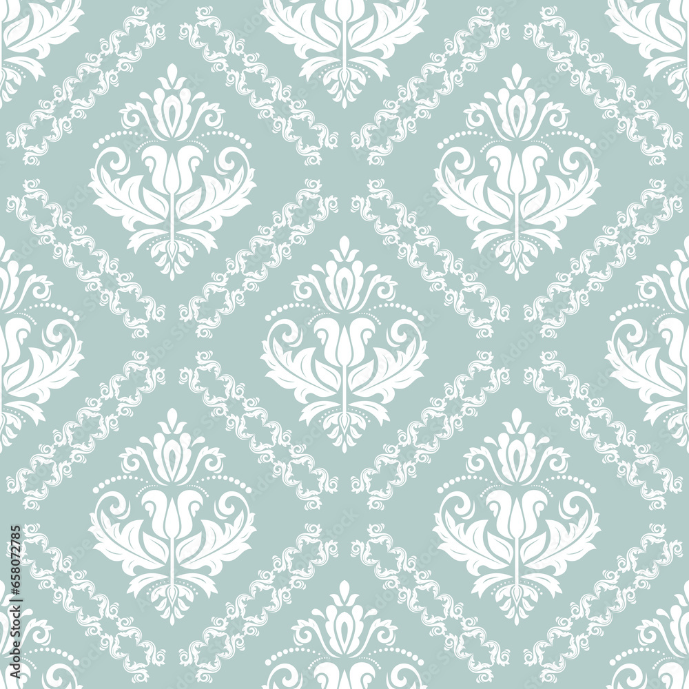 Orient classic pattern. Light blue and white seamless abstract background with vintage elements. Orient background. Ornament for wallpapers and packaging Orient classic pattern. Light blue and white seamless abstract background with vintage elements. Orient background. Ornament for wallpapers and packaging