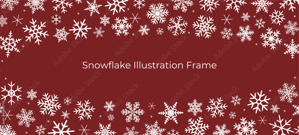 クリスマスカラーの雪の結晶フレームイラスト クリスマスカラーの雪の結晶フレームイラスト