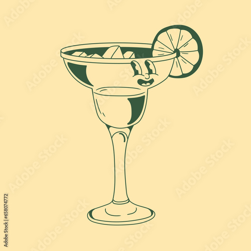 Vintage character design of cocktail