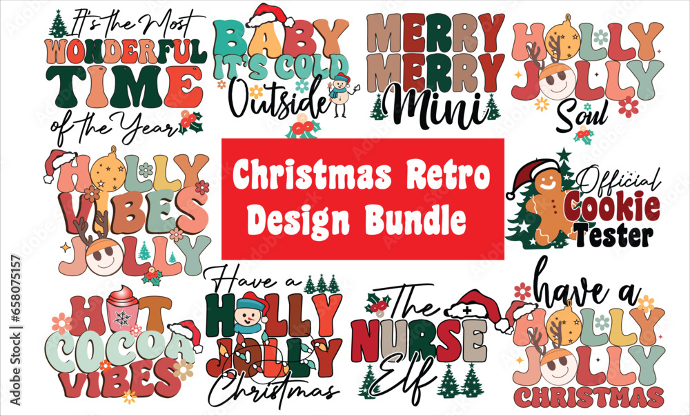 Retro Christmas T-Shirt Design Bundle