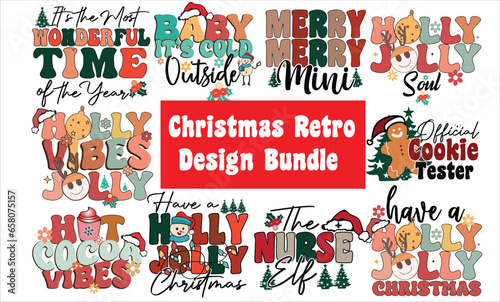 Retro Christmas T-Shirt Design Bundle © Priya