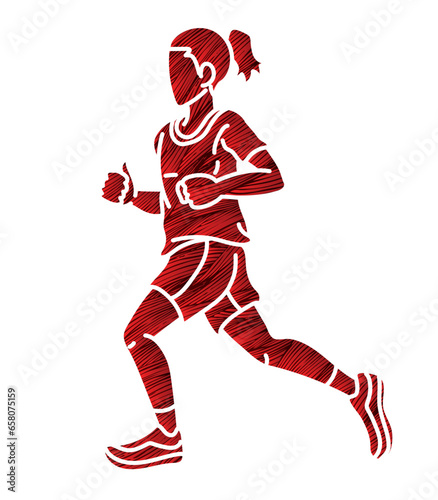 A Girl Start Running Action Sport Graphic Vector