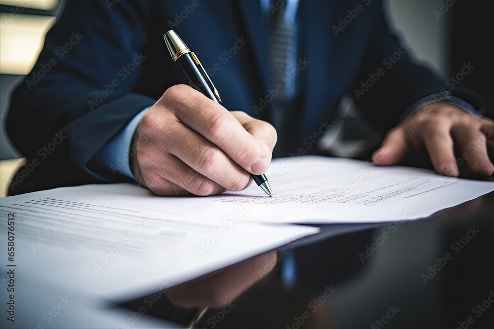 Close-up of a businessman signing a contract. Business concept Close-up of a businessman signing a contract. Business concept