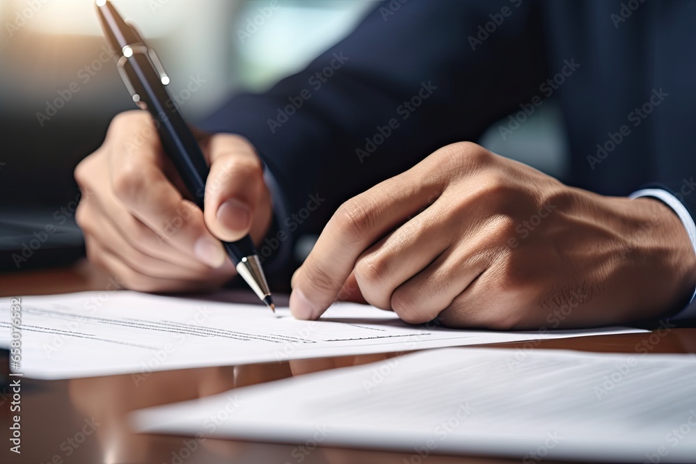 Close-up of a businessman signing a contract. Business concept Close-up of a businessman signing a contract. Business concept