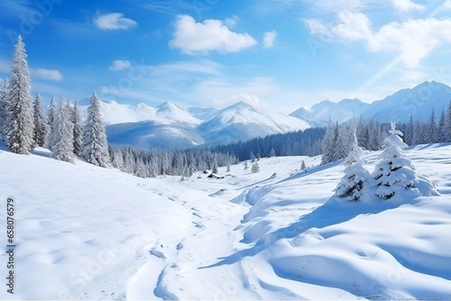 snow covered mountains