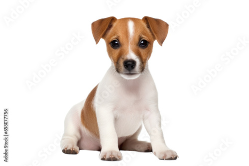 Dog portrait isolated on white background. Jack Russell Terrier looking at camera © Lazy_Bear