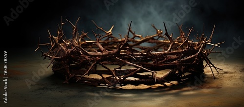 Jesus s names and attributes seen with Crown of Thorns as backdrop photo