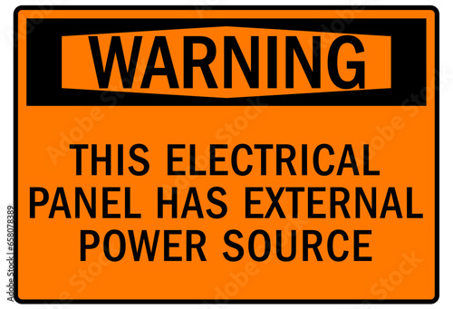Multiple power source warning sign and labels this equipment is powered by more than one source