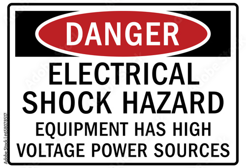 Multiple power source warning sign and labels this equipment is powered by more than one source