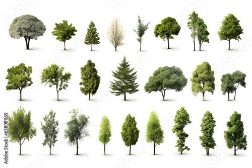Different trees white background photo