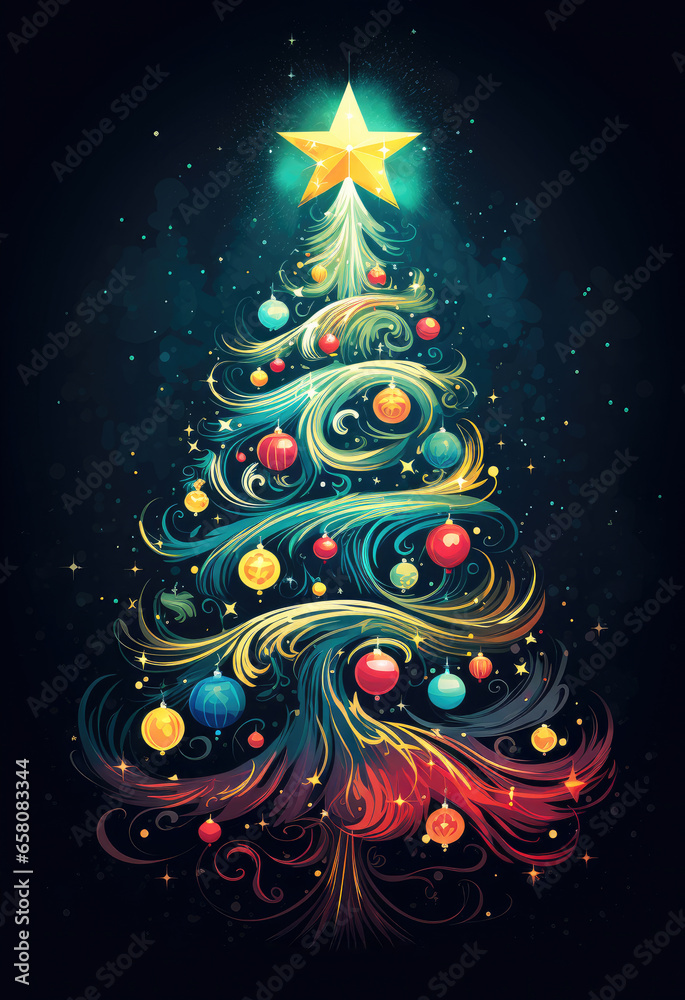 Abstract artistic Christmas tree. Perfect for greeting card