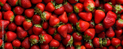 Fresh strawberry as background. Close up, top view, high resolution product. Harvest Concept. photo
