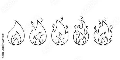 Set of fire icon vector illustration. Flame on isolated background. Bonfire sign concept.