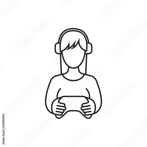 Gamer icon vector illustration. Gamepad on isolated background. Headphones sign concept.