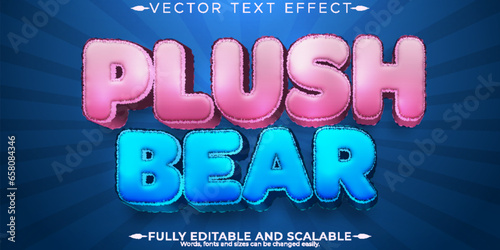 Editable text effect plush, 3d toy and fluffy font style