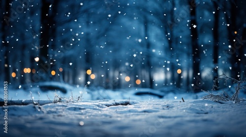 Let It Snow with falling snowflakes Snowy forest back, illustrator image, HD © NIA4u