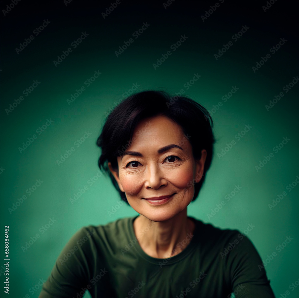 Asian middle-age woman smiling Asian middle-age woman smiling