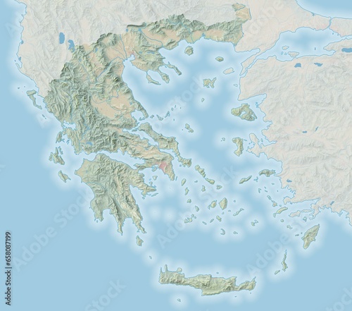 Topographic map of Greece with colored landcover photo