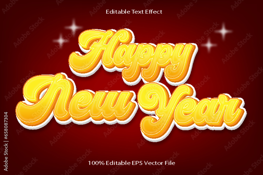 Happy New Year Editable Text Effect 3d Emboss Cartoon Gradient Style