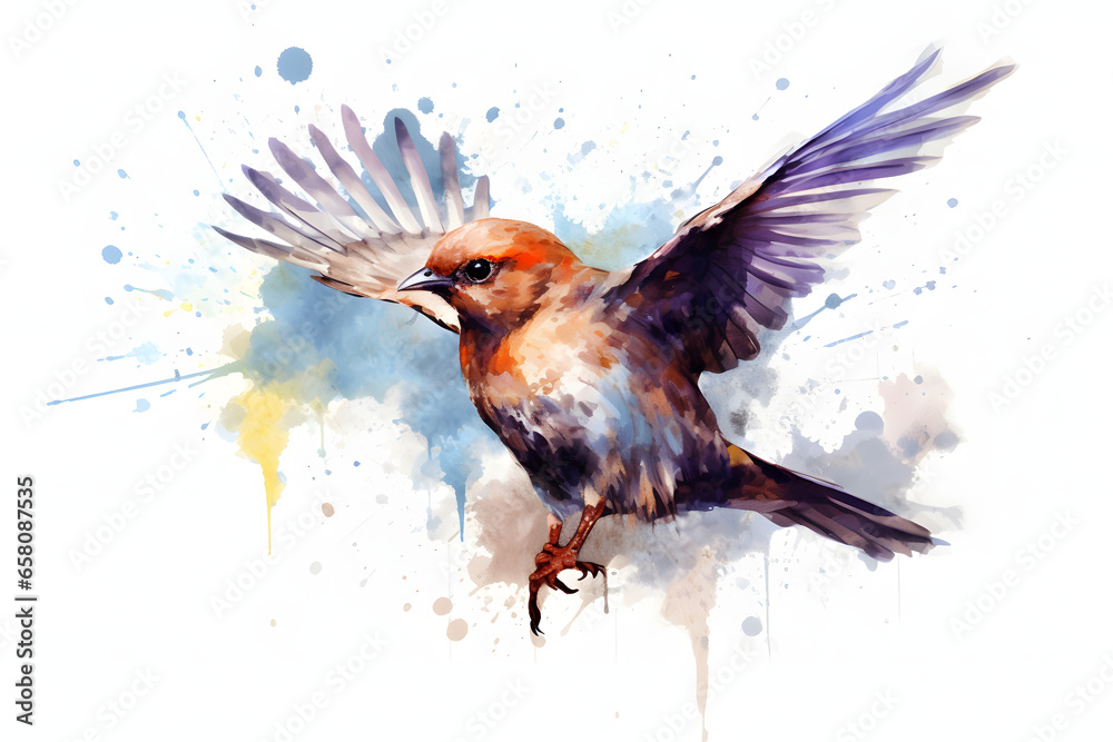 small birds in watercolor style small birds in watercolor style