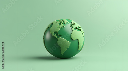 earth globe with green leaves. natural ecology sustainability concept. world saving. © Zenzeta