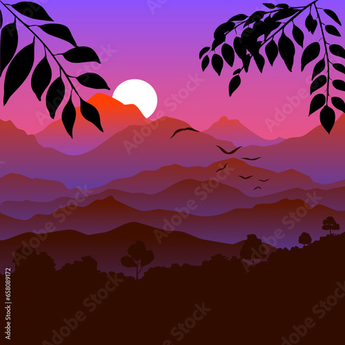 sunset over the mountains