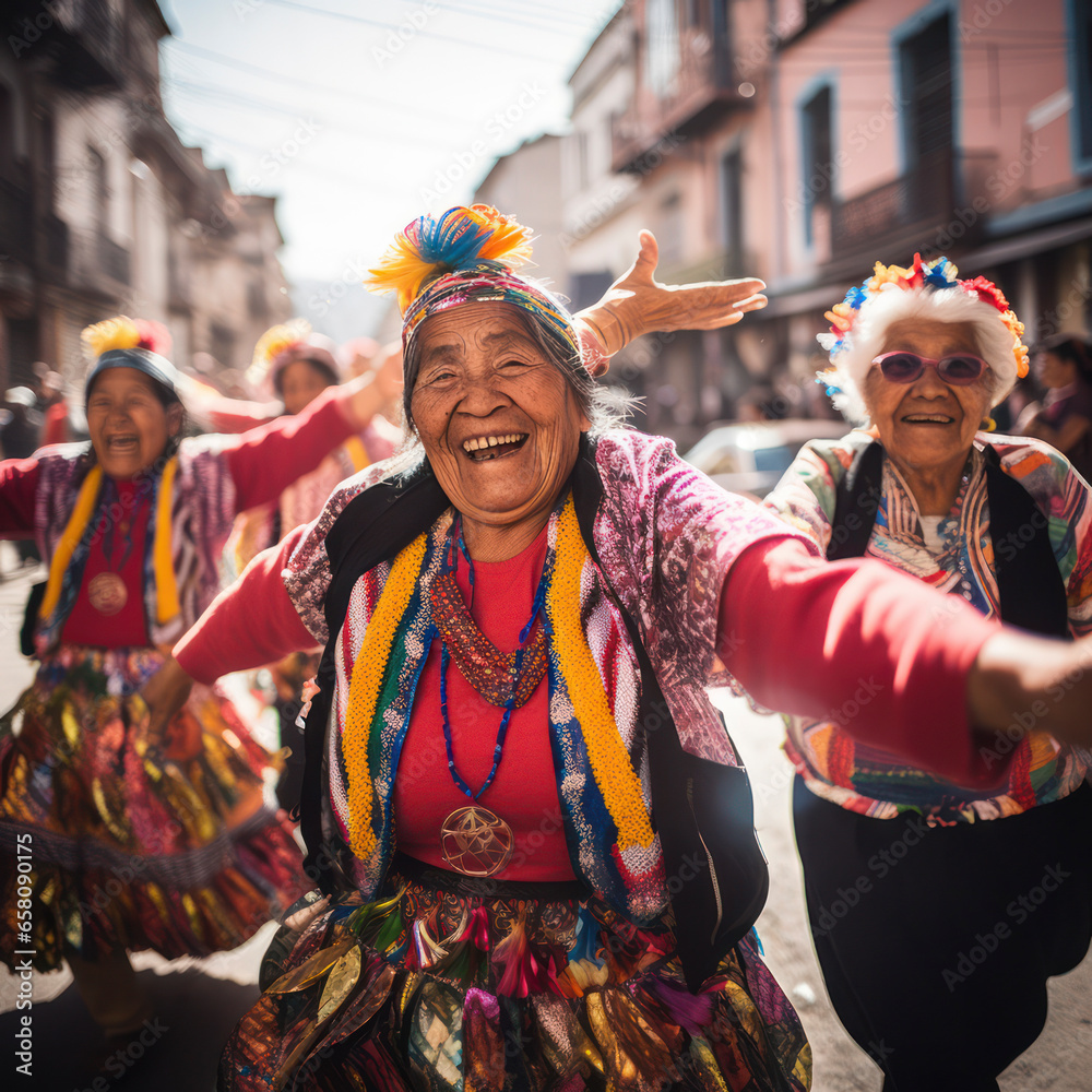 peru Arequipa parade with old women dancing..