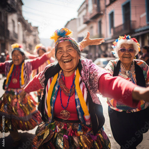 peru Arequipa parade with old women dancing..