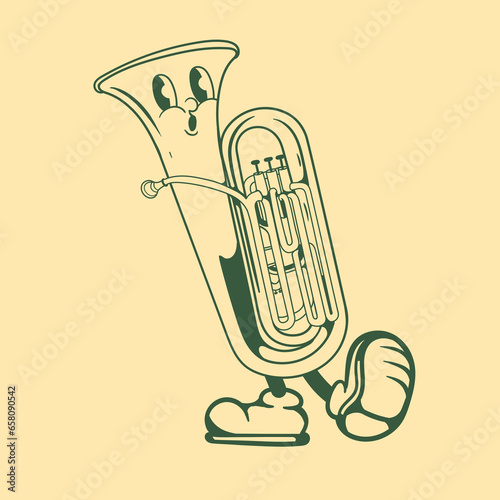 Vintage character design of brass instrument