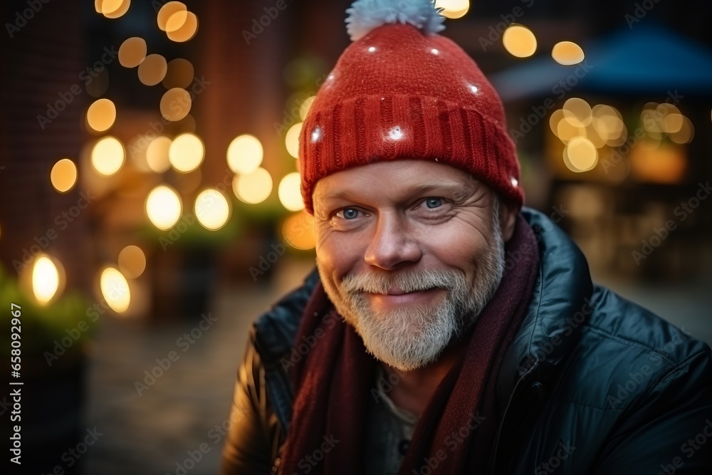 Portrait of a happy senior man in a warm hat and scarf Portrait of a happy senior man in a warm hat and scarf