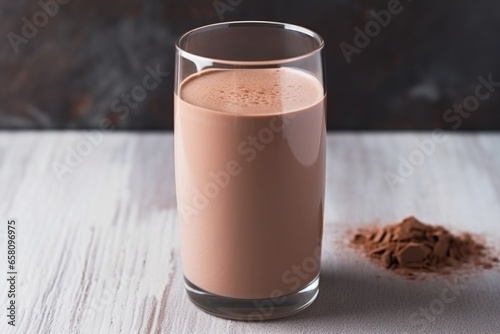 glass mug of chocolate milk in a freezer