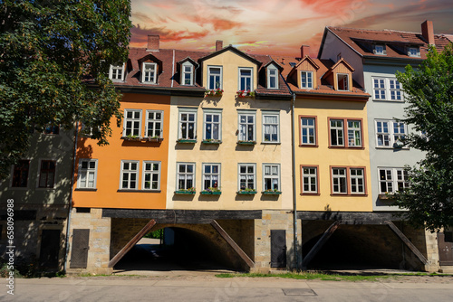 Old town in Erfurt with Kraemer Bridge photo