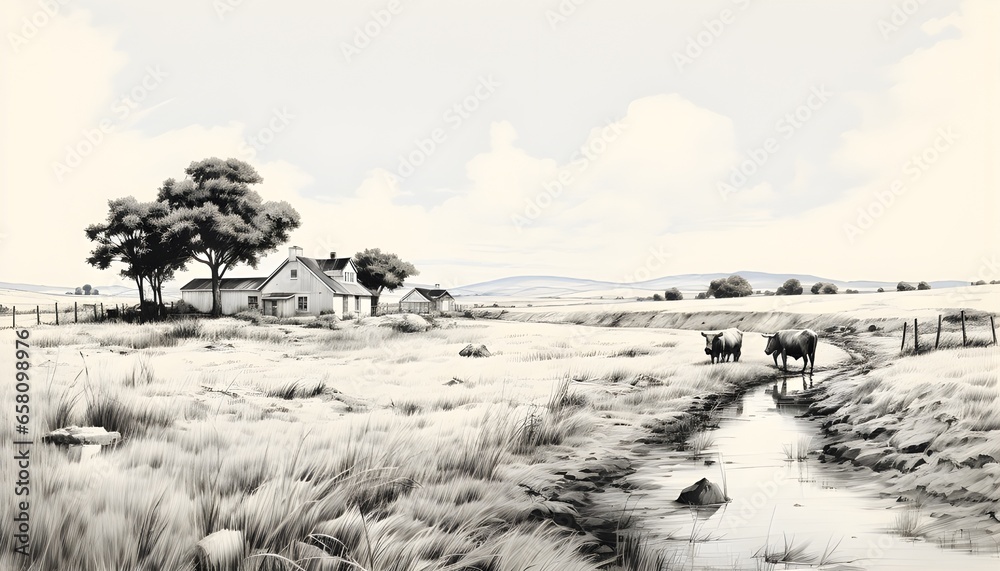 Fototapeta premium landscape with trees and clouds