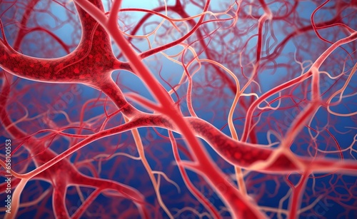 Complex network of blood vessels.