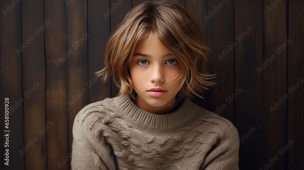 Fototapeta premium portrait studio d'un jeune garçon, regard clair et puissant