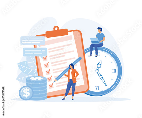 Cost optimization concept.  Idea of financial and marketing strategy. Cost and income balance.  flat vector modern illustration 