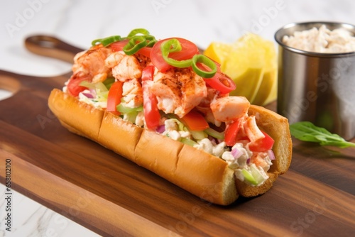 lobster roll with tartar sauce dip