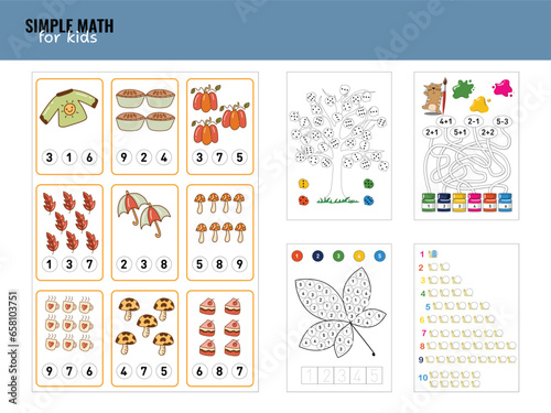 Children activities worksheet. Printable simple math logic task for preschool. Logic tasks for children