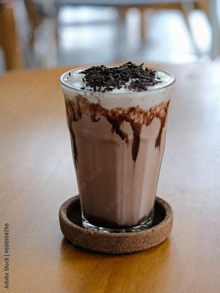 Chocolate Milkshake with topping grated chocolate
Chocolate Milkshake with topping grated chocolate