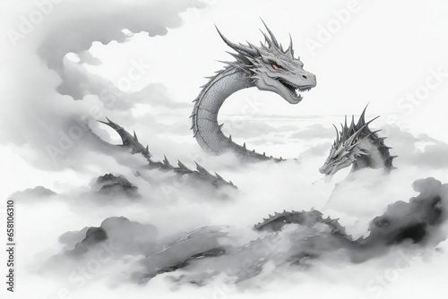 雲海と竜（AI生成画像）