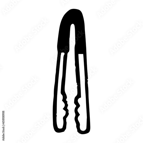 Kitchen tongs cartoon illustration
