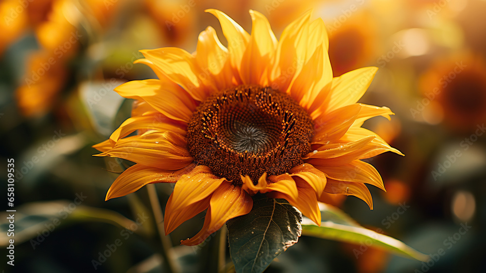 Naklejka premium Sunflower flower on the garden background.