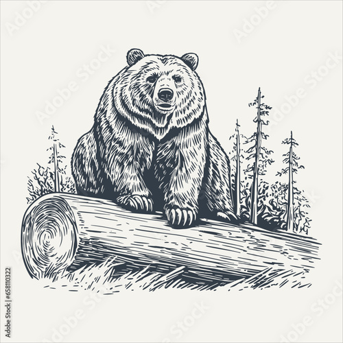 Bear. Vintage woodcut engraving style vector illustration.	