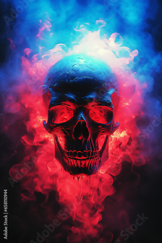 skull in red - generative ai