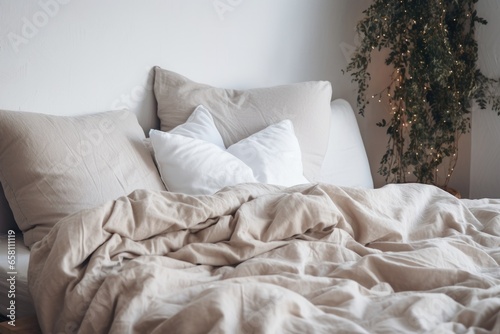 bed with untouched pillows and unruffled sheets