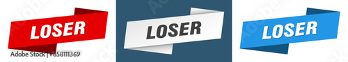 loser banner. loser ribbon label sign set